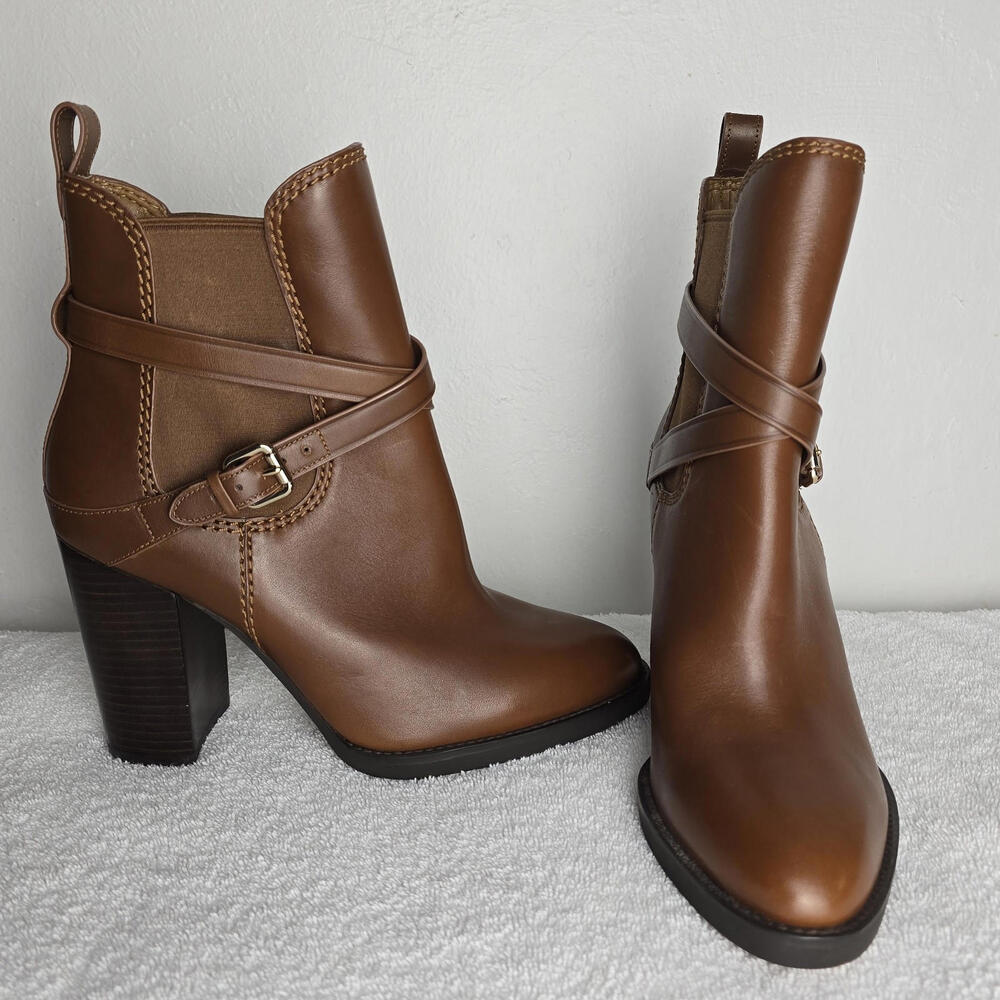 Coach Saddle Brown Jackson Bootie Boots Pull On Cognac Brown Size-10B - Picture 2 of 8
